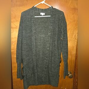 SO Olive Green Chunky Knit Open Front Cardigan Duster Sweater Women's  Small